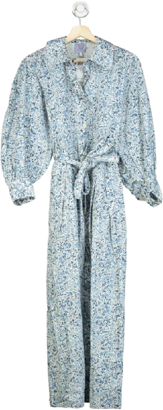 Thierry Colson Blue Floral Print Maxi Dress UK XS Fashionable Sleeveless Maxi Dress