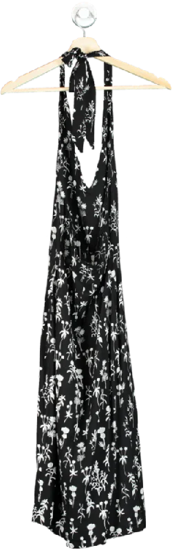 Trendyol Black Floral Halter Maxi Dress UK 4 Cozy Maxi Dress with Slit