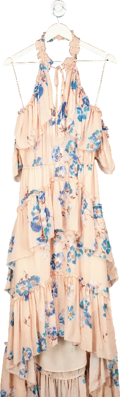 Ulla Johnson Peach Floral Maxi Dress UK 10 Casual Maxi Dress with Pockets