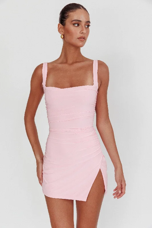 Won't Bite Backless Mini Dress Pink Casual High-Waist Mini Dress