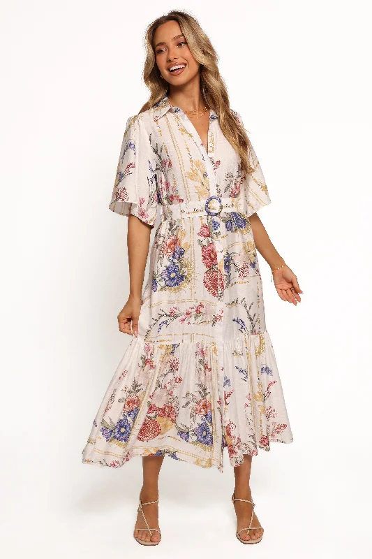 Zaya Midi Dress - Floral Stylish High-Waisted Midi Dress