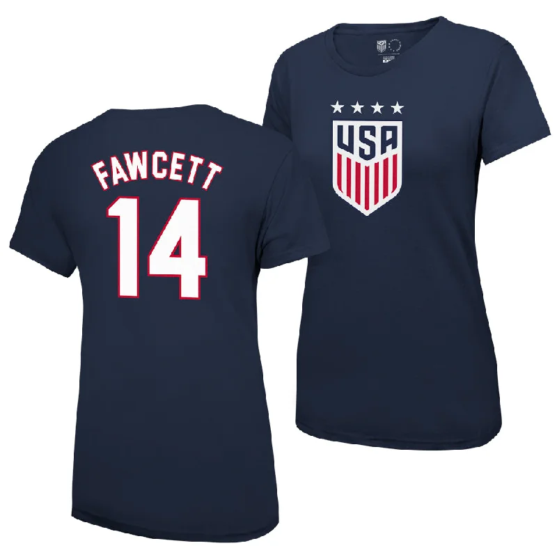 Joy Fawcett 1999 USWNT Women's 4 Star T-Shirt Zippered Front Buttoned Front Snap Front