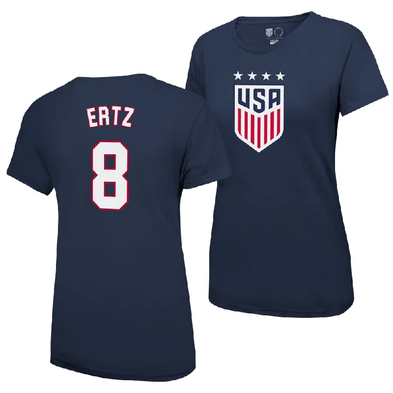 Julie Ertz USWNT Women's 4 Star T-Shirt Denim Fabric Leather Fabric Suede Fabric