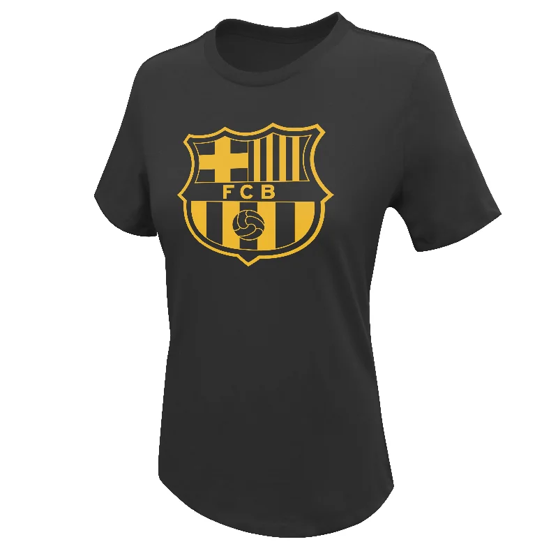 FC Barcelona Black Uni-Logo Women's T-Shirt Casual Formal Business