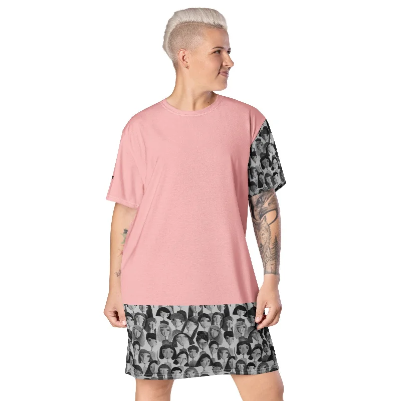 DIFFERENT FACES 2 Women's T-shirt Dress Fitted T-Shirt Seamless Stretchy