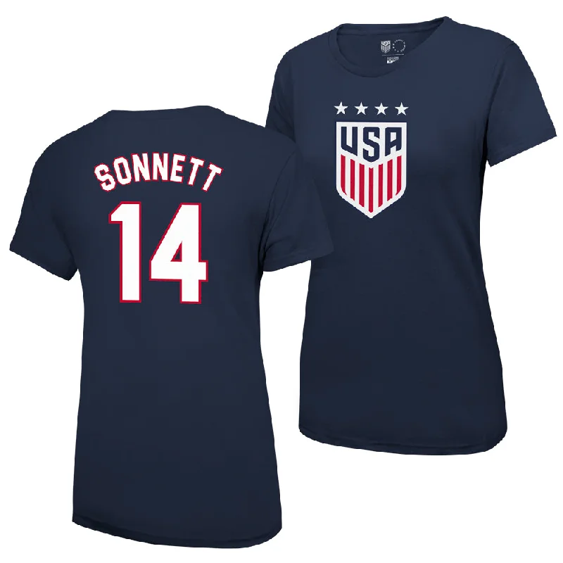 Emily Sonnett USWNT Women's 4 Star T-Shirt Iron Safe Non-Iron Wrinkle Free