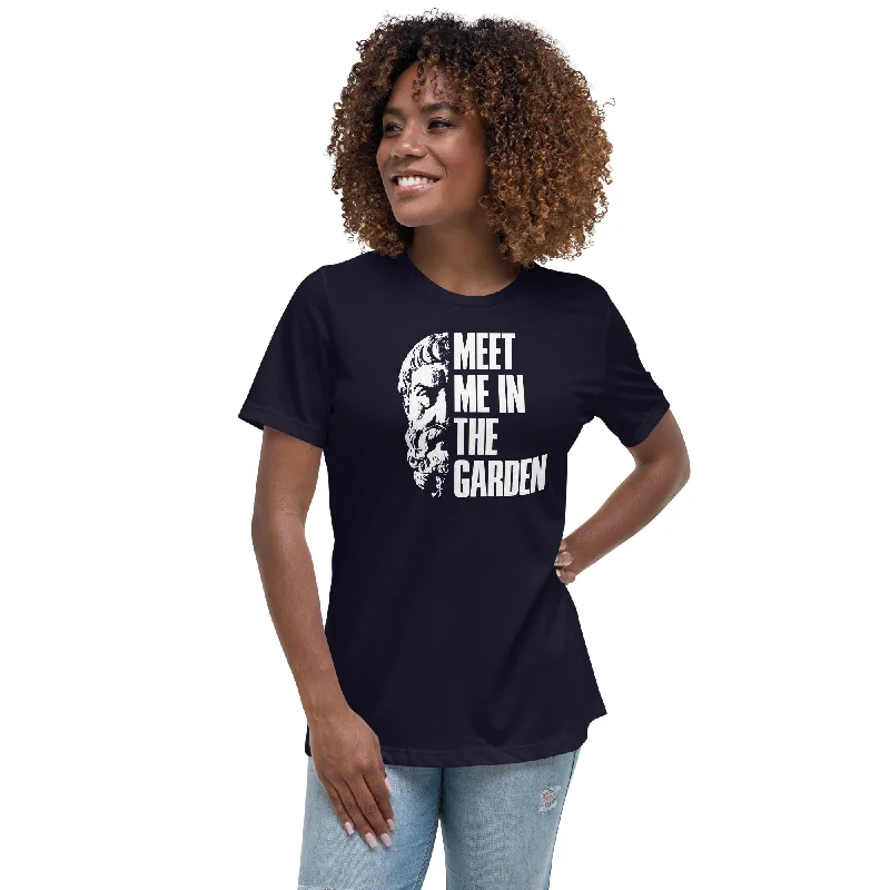 Epicurus Portrait - Meet Me In The Garden - Women's T-Shirt Mesh Blend Leather Blend Suede Blend