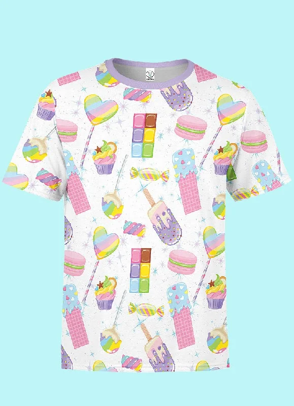 Kawaii Candy Pattern T-Shirt Striped Floral Plaid