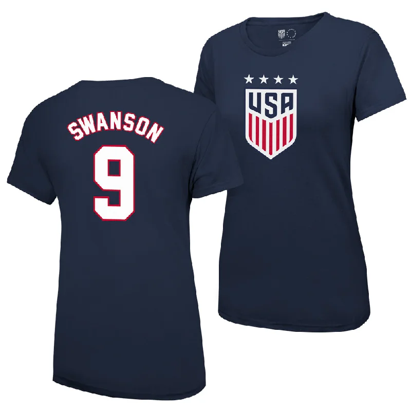 Mallory Swanson USWNT Women's 4 Star T-Shirt Collared T-Shirt Boat Neck A-Line