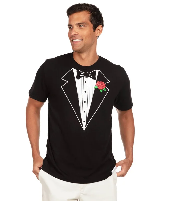 Men's Tuxedo Tee Asymmetrical Pockets Print