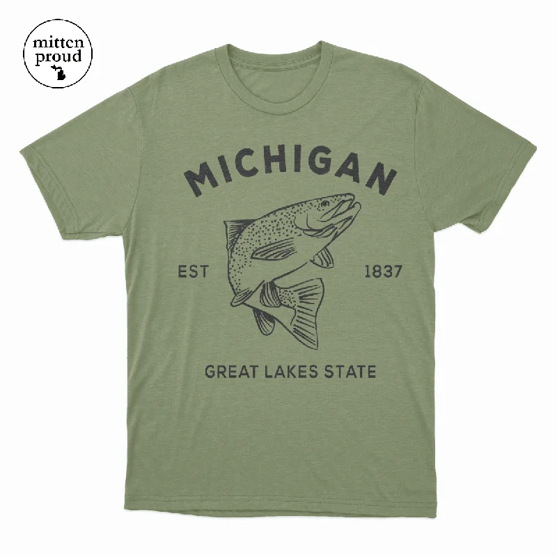 Michigan Trout - Unisex Tee Print Jacquard Patchwork