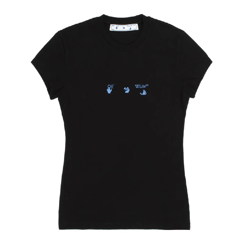 Off-White Women's Swimming Logo Cotton T-Shirt Black Blue Fleece Nylon Spandex