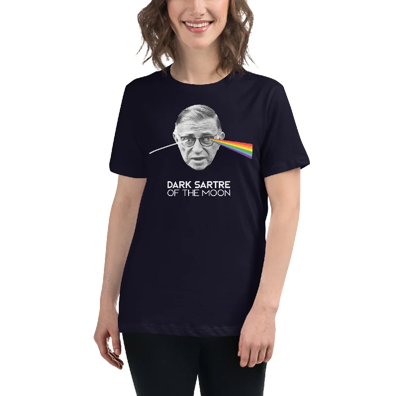 Peak Absurdism - The Dark Sartre Of The Moon - Women's T-Shirt Ribbed Striped Patterned