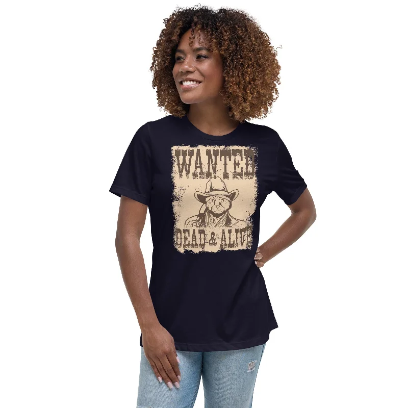 Schroedinger's Cat - Wanted Dead & Alive - Women's T-Shirt Real Fur Shearling Chenille