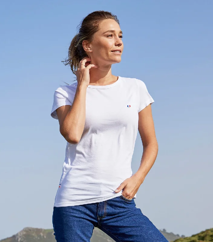 T-shirt Femme Blanc - L'iconique Hooded Caped Shawl Collar