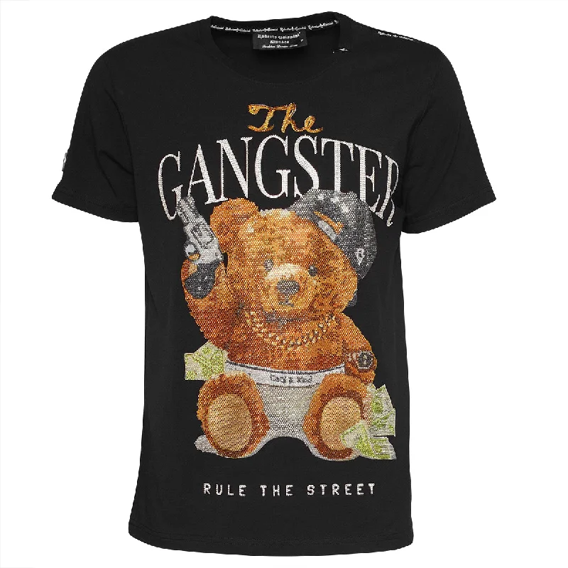 Gangster Bear T-Shirt Schwarz Unisex Nylon Fabric Polyester Fabric Spandex Fabric