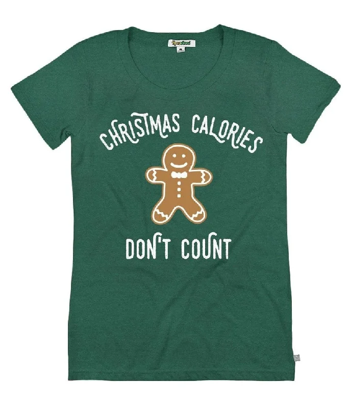 Women's Christmas Calories Tee Plaid T-Shirt Polka Dot Checkered