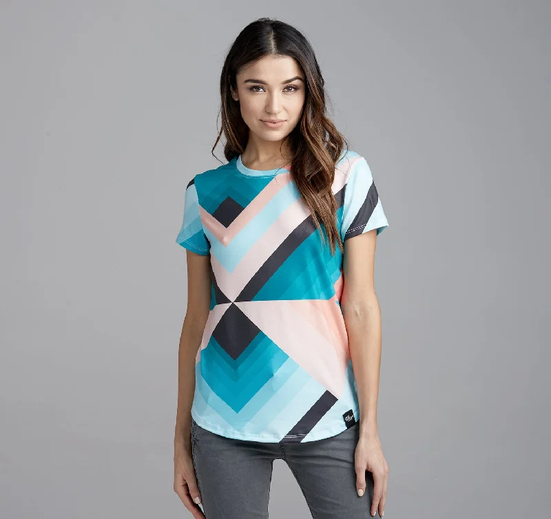 Womens Crew Tee, Geometry Solid Color Striped Floral