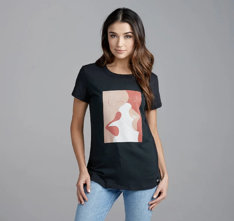 Womens Crew Tee, Kiss Boxy Fit Fitted Loose