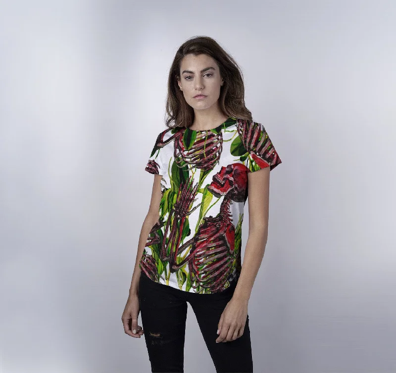 Womens Crew Tee, Maduim Print Jacquard Patchwork