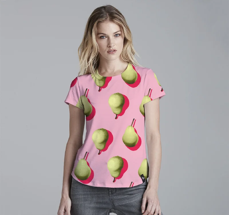 Womens Crew Tee, Pears Zippered Front Buttoned Front Snap Front