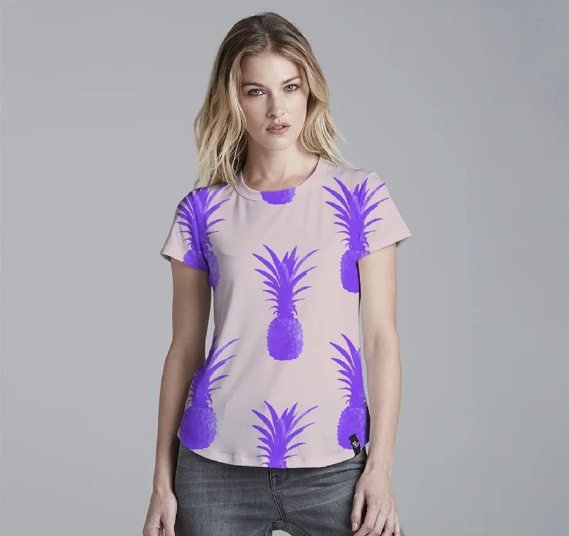 Womens Crew Tee, Pineapples Jersey Fabric Tulle Fabric Batik Fabric