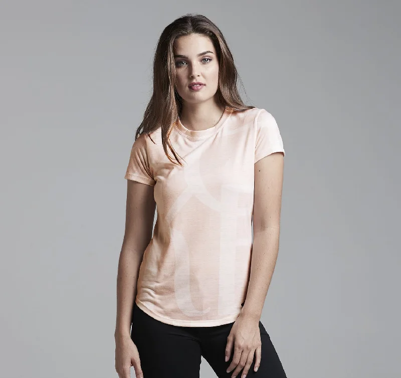 Womens Crew Tee, The New Yorker in Blush Collared T-Shirt Boat Neck A-Line