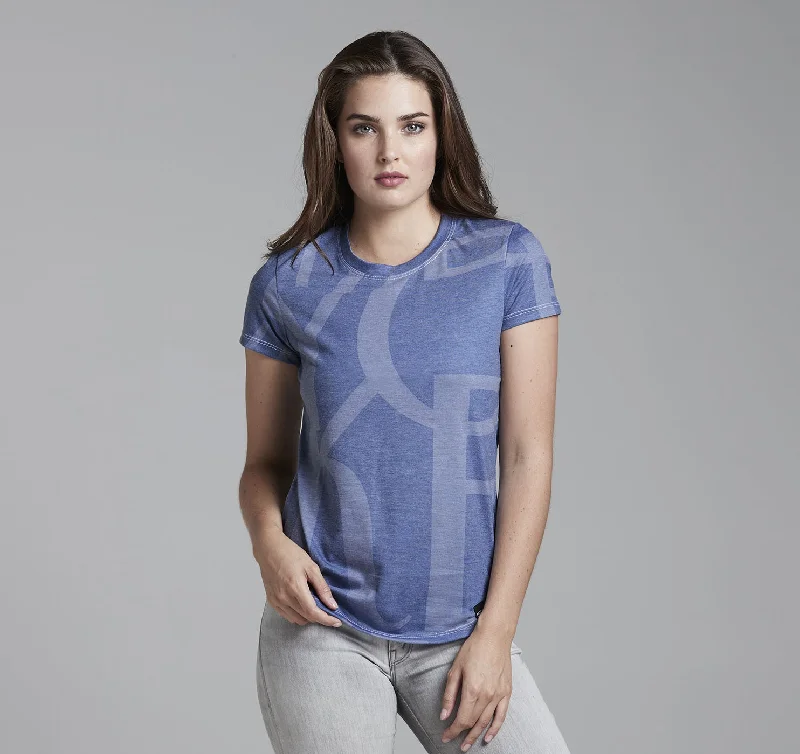 Womens Crew Tee, The New Yorker in Navy Fleece Nylon Spandex