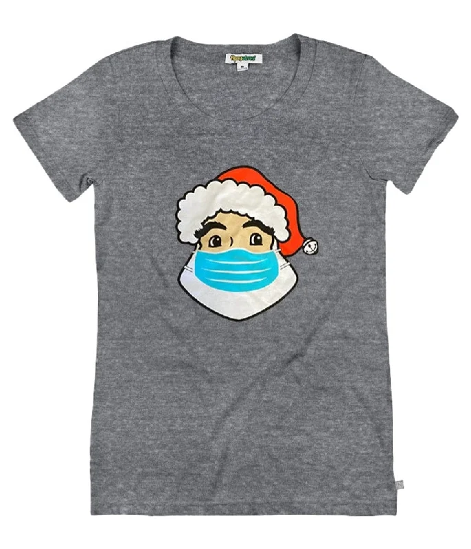 Women's Santa Mask Tee Hooded Caped Shawl Collar