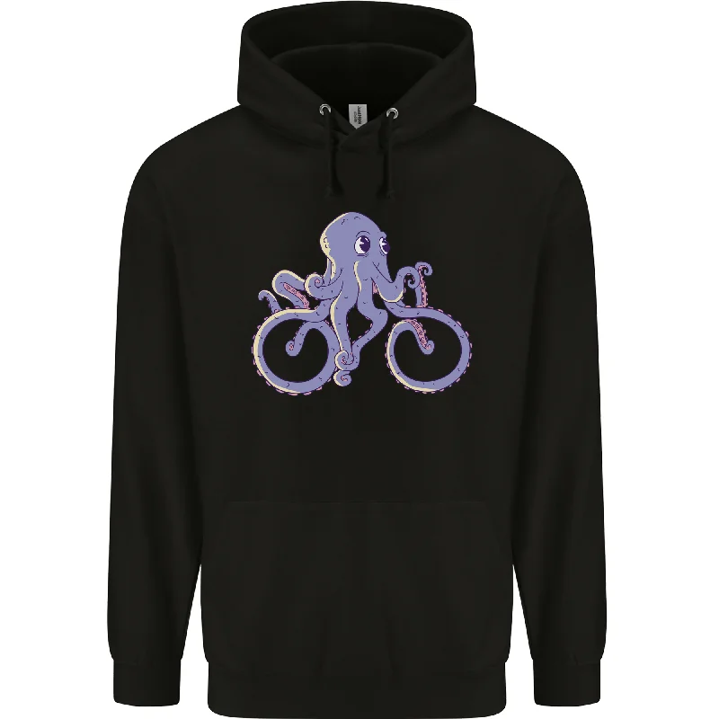 A Cycling Octopus Funny Cyclist Bicycle Mens 80% Cotton Hoodie Hoodie with Frayed Bohemian Relaxed