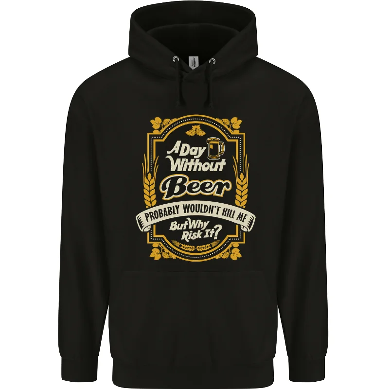 A Day Without Beer? Funny Alcohol Mens 80% Cotton Hoodie Hoodie with Metallic Shiny Futuristic