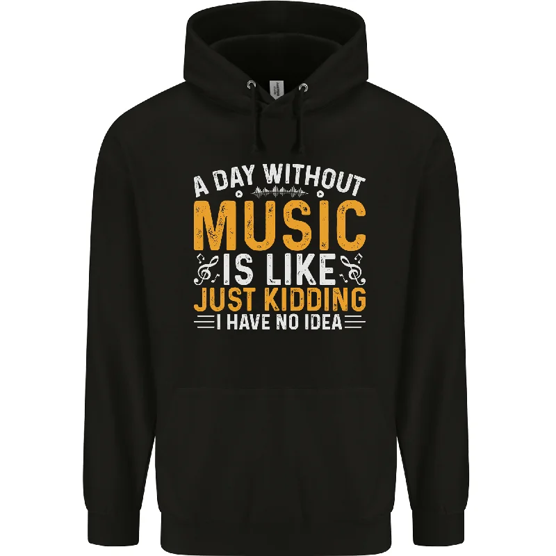 A Day Without Music Techno Hip Hop Metal Mens 80% Cotton Hoodie Hoodie with Half-Zip Sporty Casual