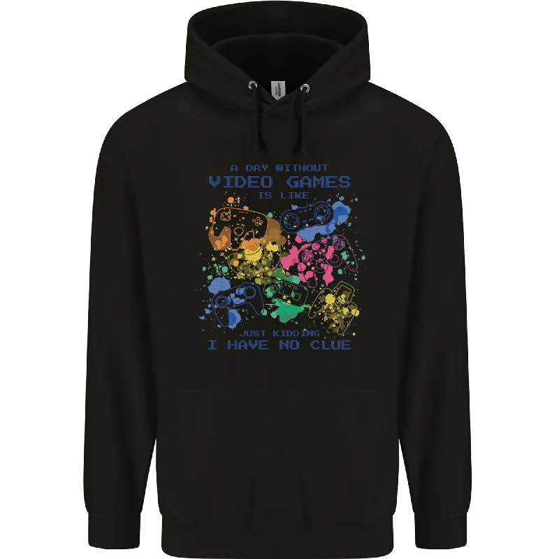 A Day Without Video Games Mens 80% Cotton Hoodie Hoodie with Hem Applique Textured Unique