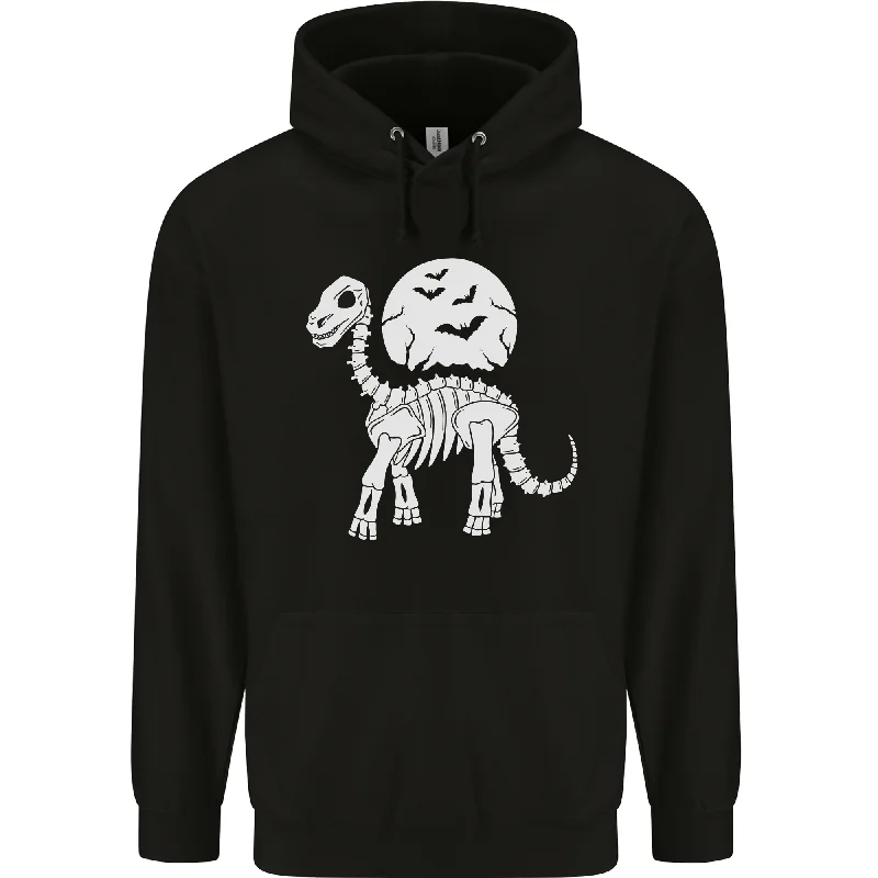 A Dinosaur Skeleton With a Full Moon Halloween Mens 80% Cotton Hoodie Hoodie Sweatshirt Pullover