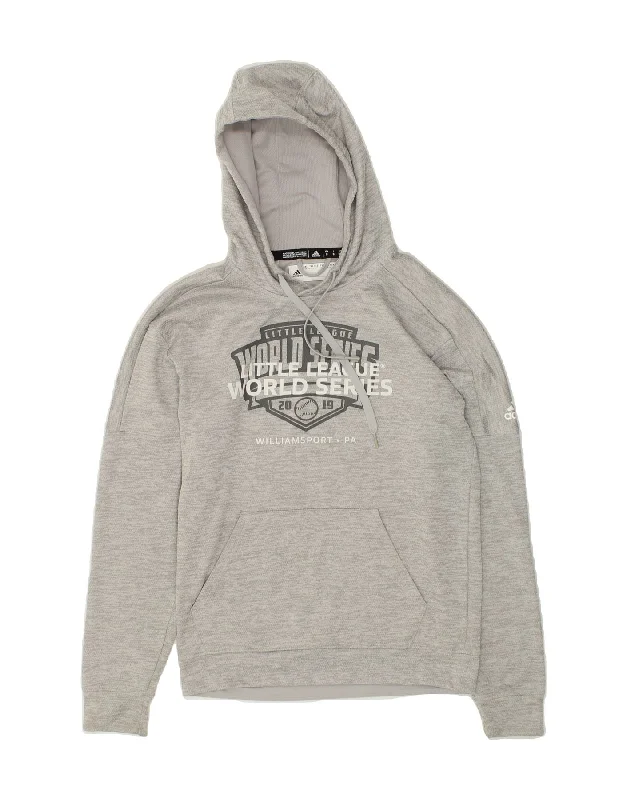 ADIDAS Mens Graphic Hoodie Jumper Small Grey Cotton Hoodie with Fur Luxurious Winter