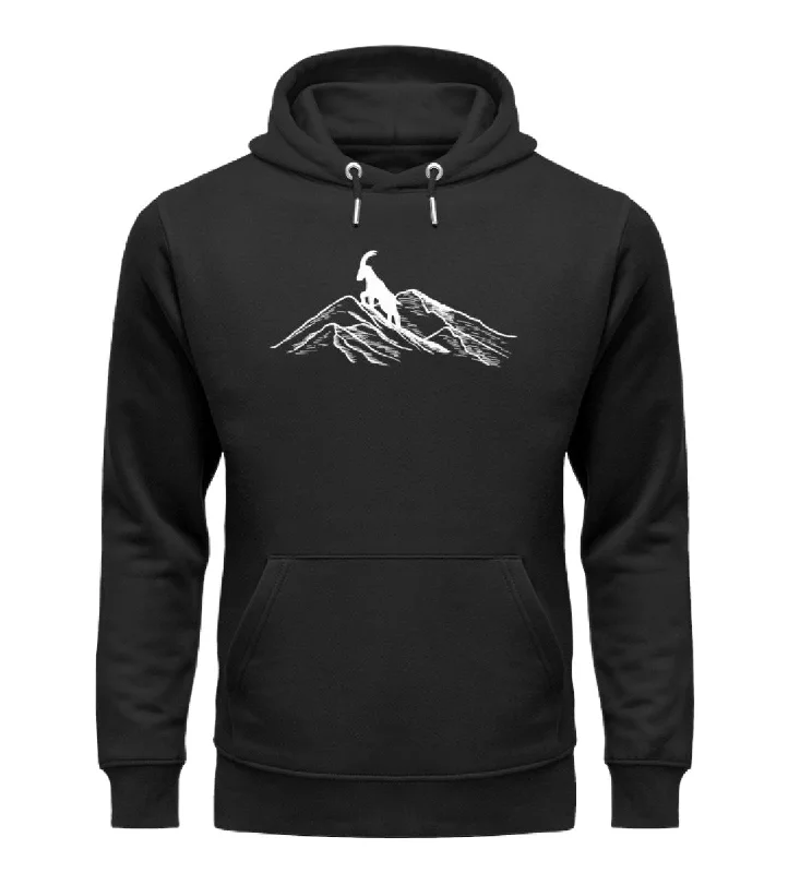 Alpensteinbock auf Berg - Unisex Premium Organic Hoodie Hoodie with Strings Custom Fit Adjustable