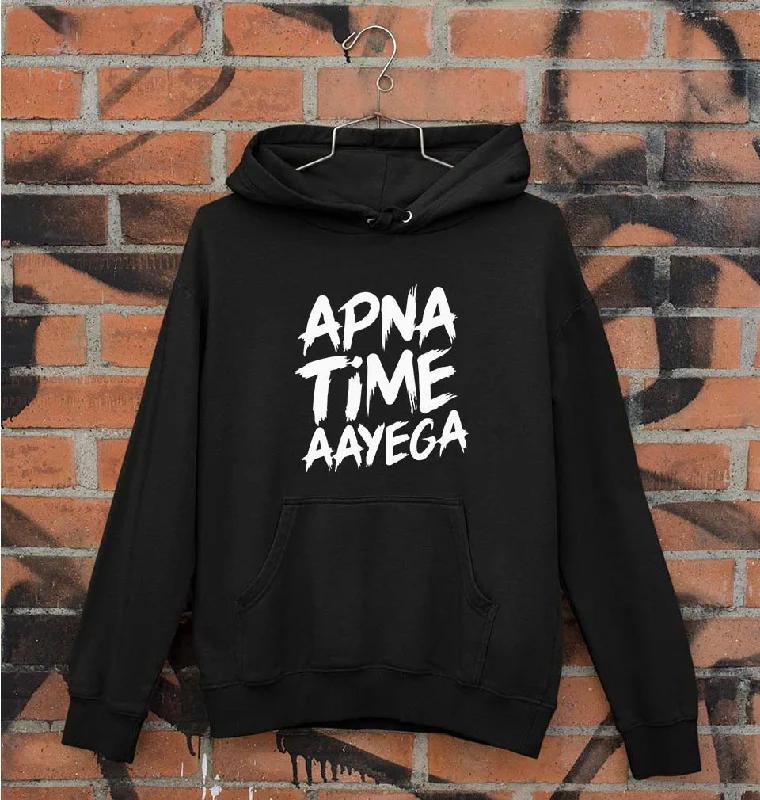 Apna Time Aayega Unisex Hoodie for Men/Women Hoodie with Hem Raw Edge Edgy Unfinished