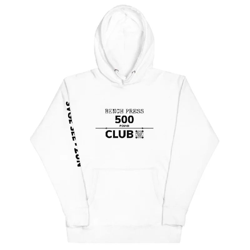 'Barbell Club' 500lb Bench Press Club Unisex Hoodie Hoodie with Elastic Cuffs Stretchable Comfortable