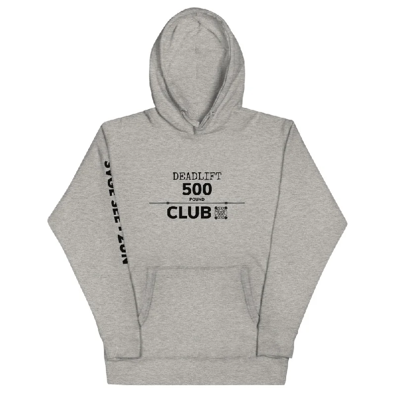 'Barbell Club' 500lb Deadlift Club Unisex Hoodie Hoodie with Hidden Zipper Minimalist Clean