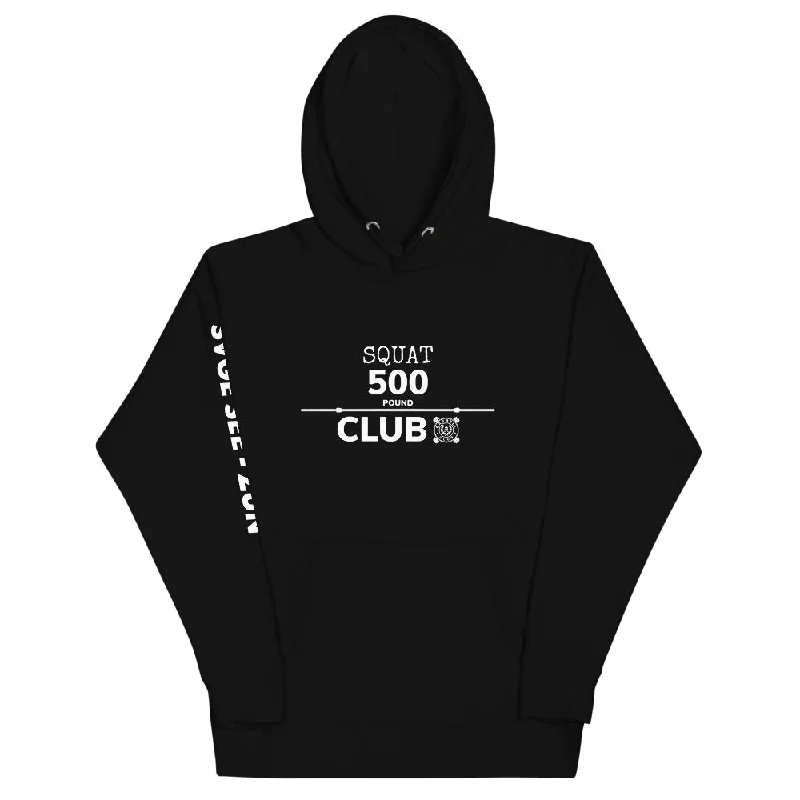 'Barbell Club' 500lb Squat Club Unisex Hoodie Hoodie with High-Low Hem Asymmetrical Trendy