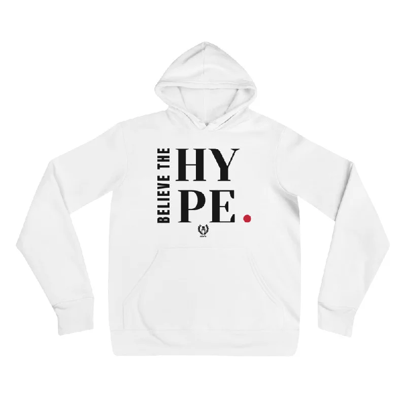 'Believe The Hype' White x Black Pullover Hooded Sweatshirt Hoodie with Belted Waist Structured Tailored