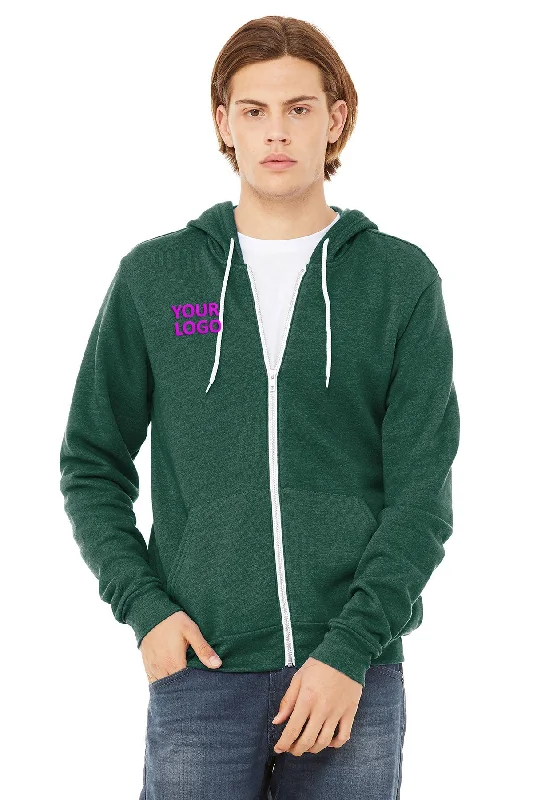 Bella Canvas Unisex Fleece Full-Zip Hoodie, Forest Hoodie with Mock Neck Collared Structured