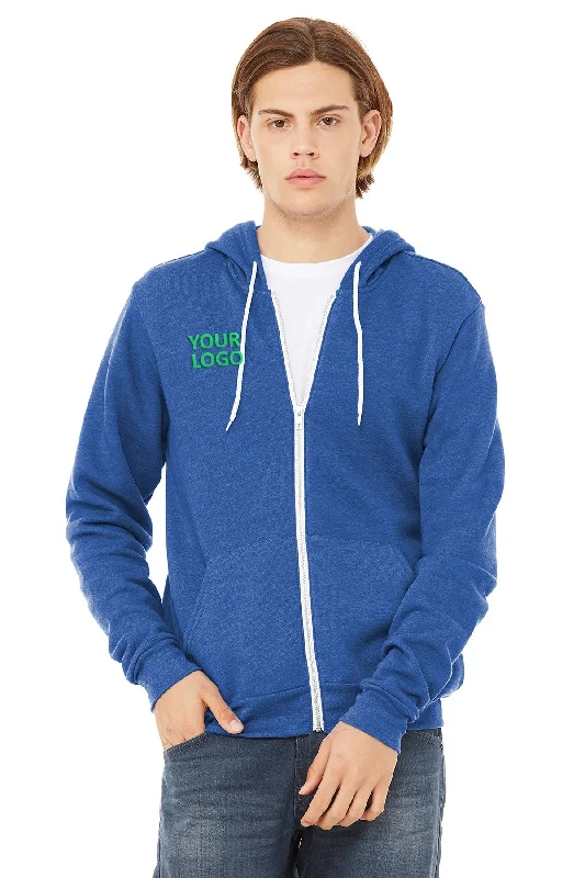 Bella Canvas Unisex Fleece Full-Zip Hoodie, True Royal Hoodie with Elastic Waist Stretchable Comfortable