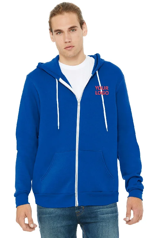 Bella Canvas Unisex Fleece Full-Zip Hoodie, True Royal Hoodie with Toggle Buttons Decorative Unique