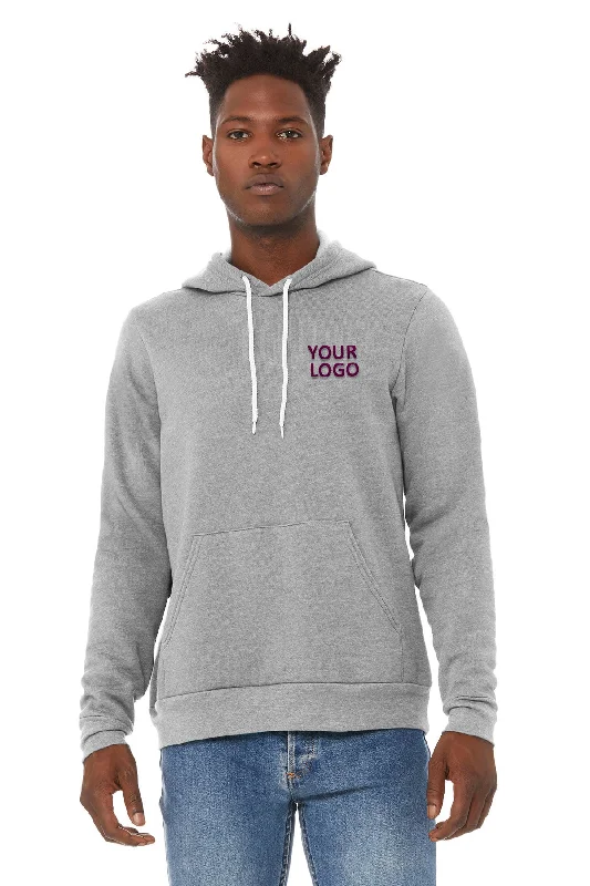 Bella Canvas Unisex Sponge Fleece Hoodie, Athletic Heather Hoodie with Front Slit Layering Stylish