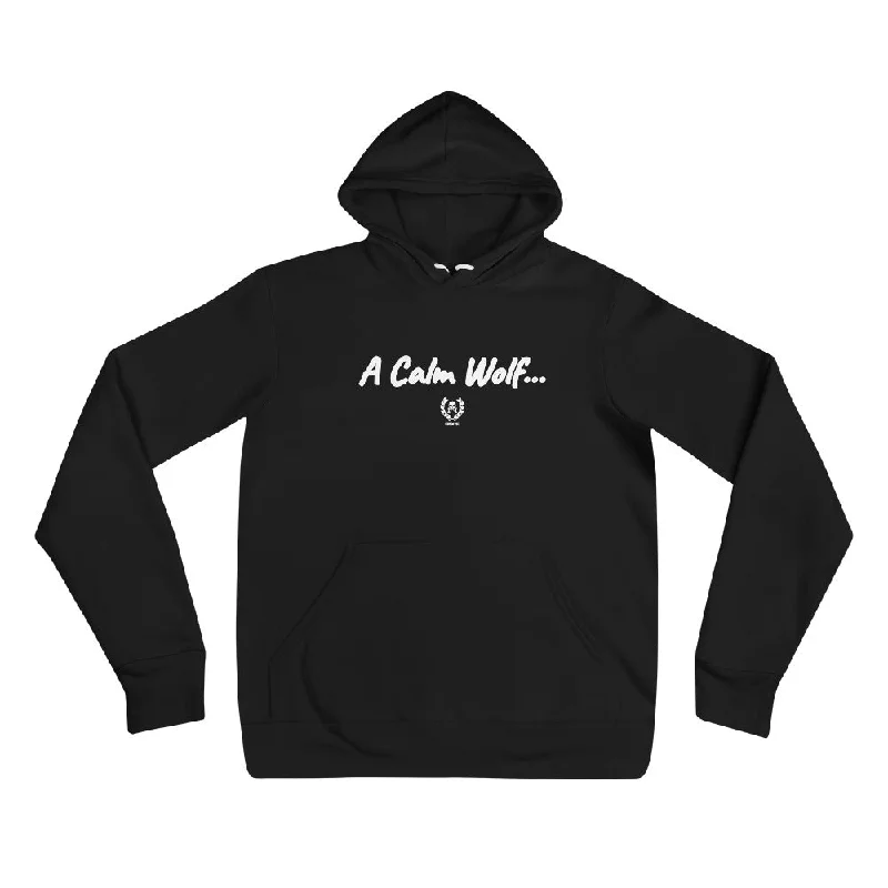 'Calm Wolf' Performance Pullover Hooded Sweatshirt Hoodie with Drawstring Waist Adjustable Fitted