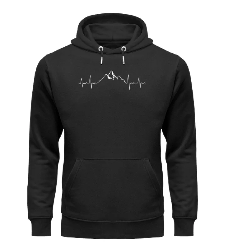 Herzschlag Berge - Unisex Premium Organic Hoodie Hoodie with Mock Neck Collared Structured