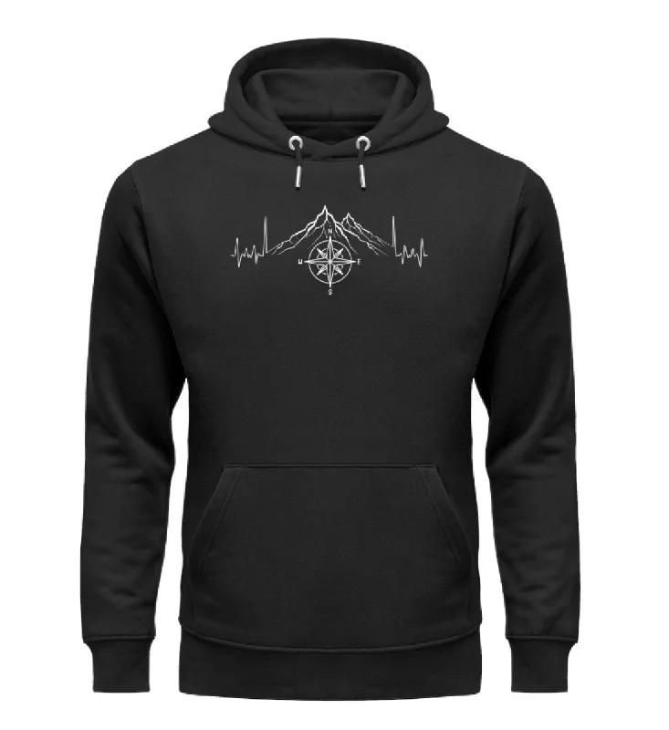 Herzschlag Berge und Kompass - Unisex Premium Organic Hoodie Hoodie with Set-In Sleeves Structured Classic