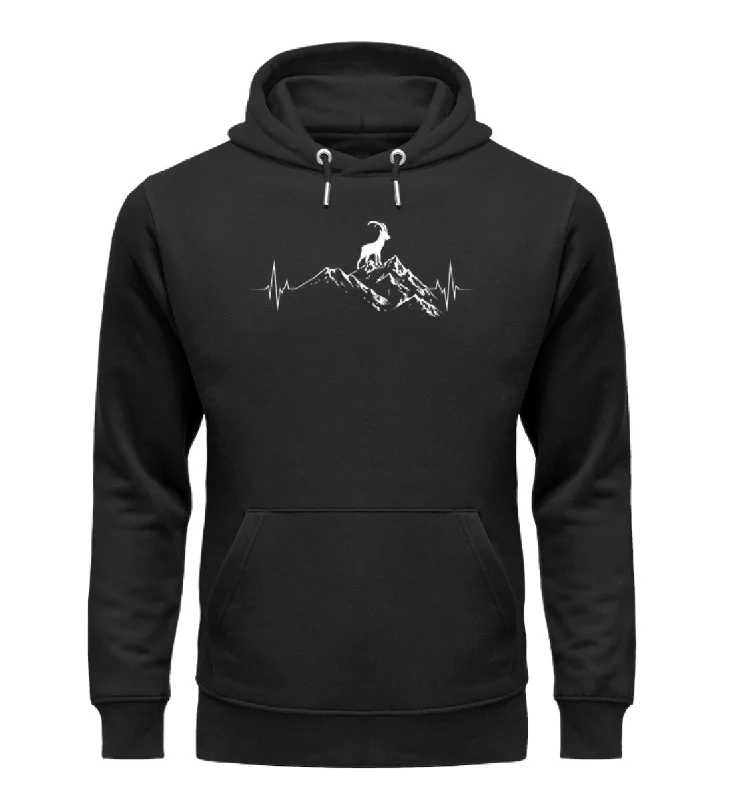 Herzschlag Berge und Steinbock - Unisex Premium Organic Hoodie Hoodie with Cuffed Sleeves Snug Secure