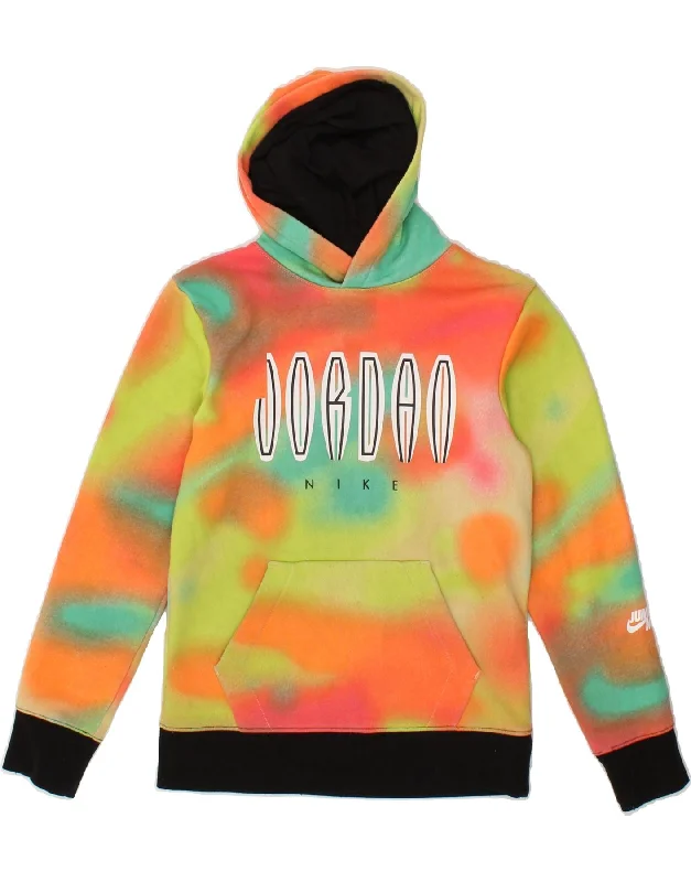 JORDAN Boys Graphic Hoodie Jumper 10-11 Years Medium Multicoloured Tie Dye Hoodie with Ribbed Neckline Snug Warm